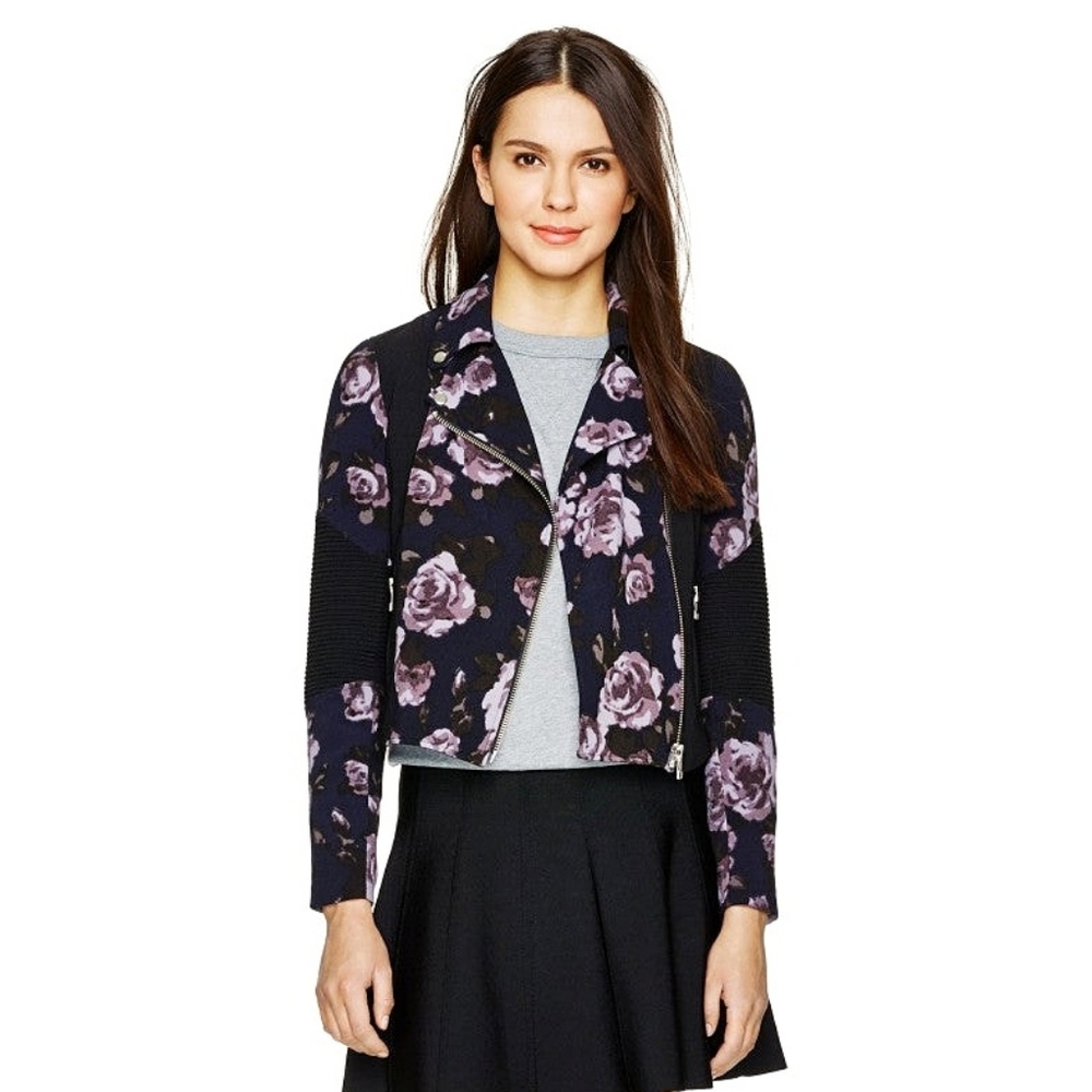 Aritzia Wilfred Montesson Dark Floral Motorcycle Biker Jacket